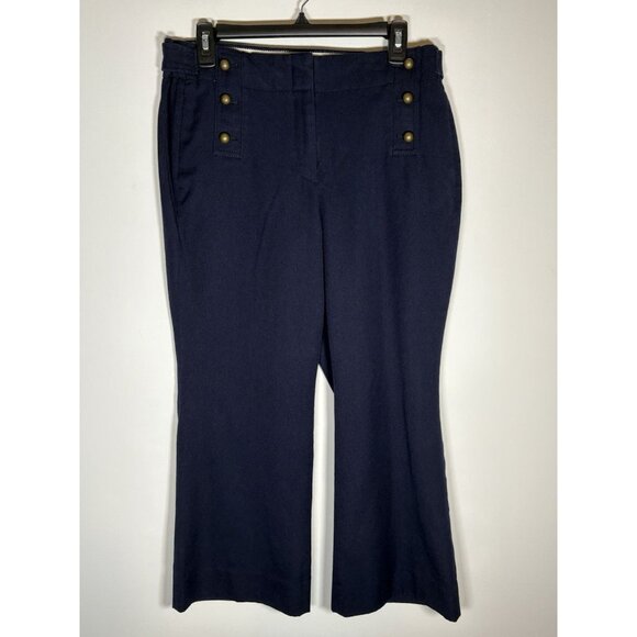 J CREW Teddie Navy Sailor Pant Wool Blend Cropped Quiet Luxury Preppy Size 10 - Picture 2 of 7